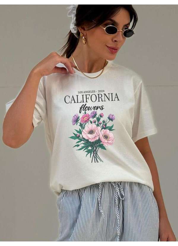 Cianitas - Camiseta Feminina Off California Flowers - Off 2