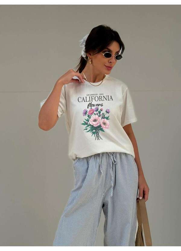 Cianitas - Camiseta Feminina Off California Flowers - Off 4
