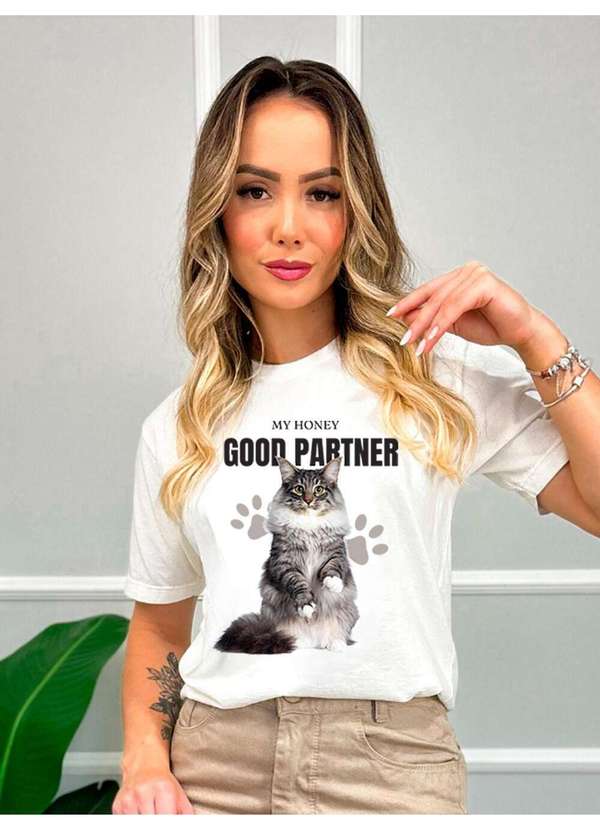 Cianitas - Camiseta Feminina Off Cat Good Partner - Off 3