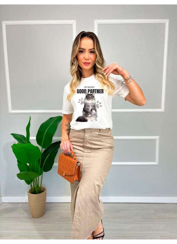 Cianitas - Camiseta Feminina Off Cat Good Partner - Off 4