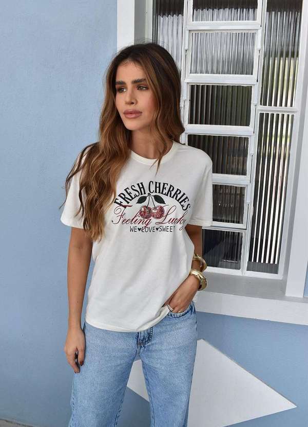 Cianitas - Camiseta Feminina Off Fresh Cherries - Off