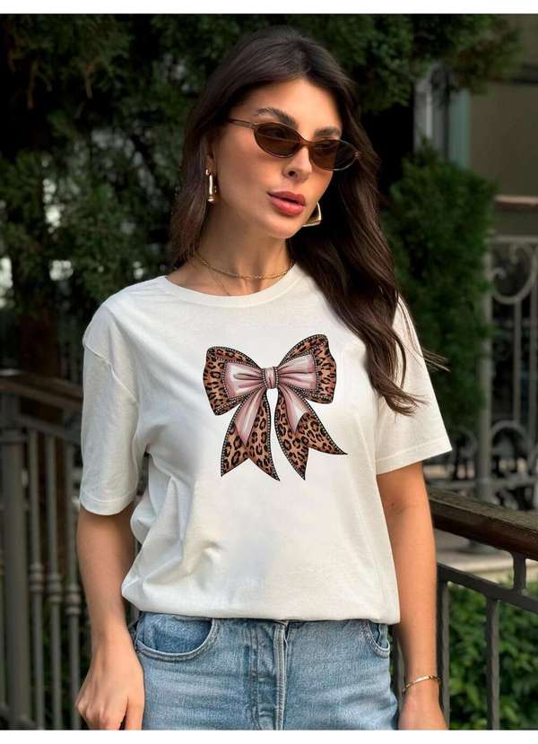 Cianitas - Camiseta Feminina Off Laço Leopard - Off 2