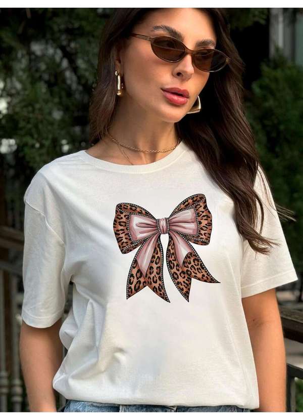 Cianitas - Camiseta Feminina Off Laço Leopard - Off 3