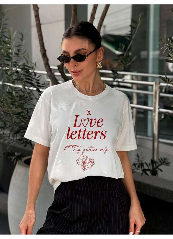 Cianitas - Camiseta Feminina Off Love Letters - Off