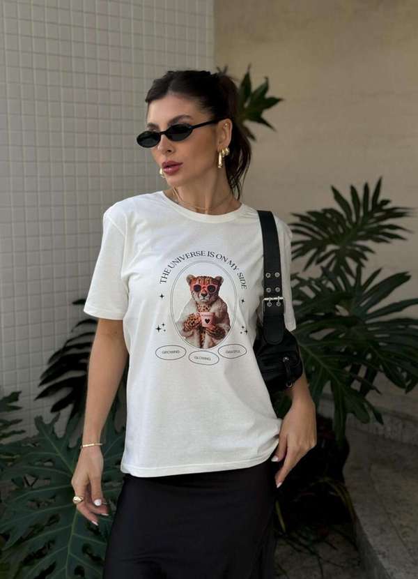 Cianitas - Camiseta Feminina Off Onça Powerful - Off