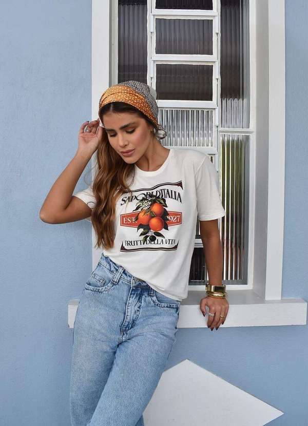 Cianitas - Camiseta Feminina Off Orange Italia - Off