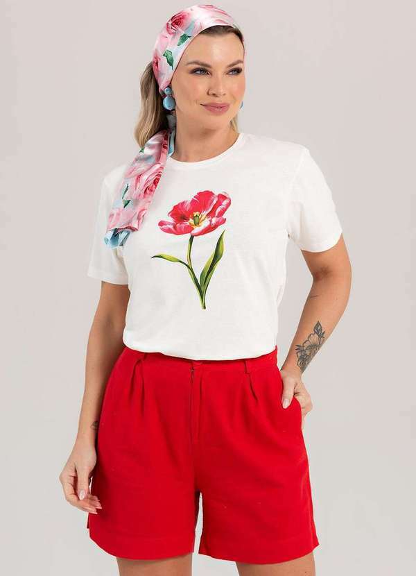 Cianitas - Camiseta Feminina Off Pink Tulip - Off