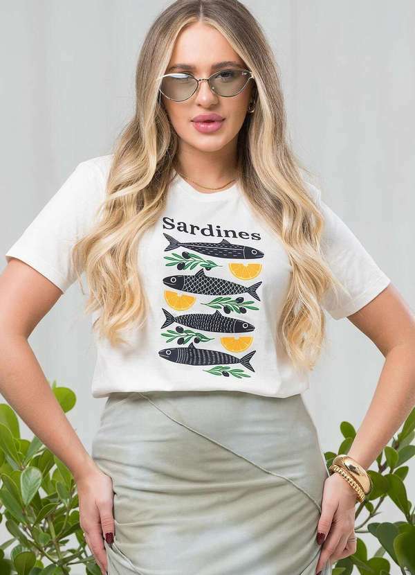 Cianitas - Camiseta Feminina Off Sardinhas Off