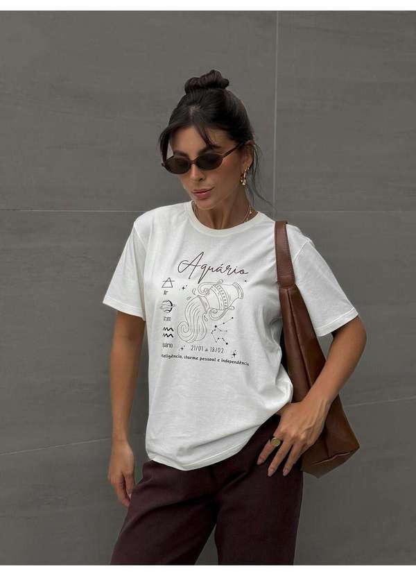 Cianitas - Camiseta Feminina Off Signo Aquário - Off