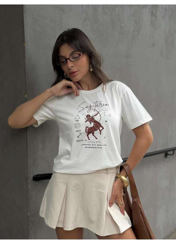 Cianitas - Camiseta Feminina Off Signo Sagitário - Off