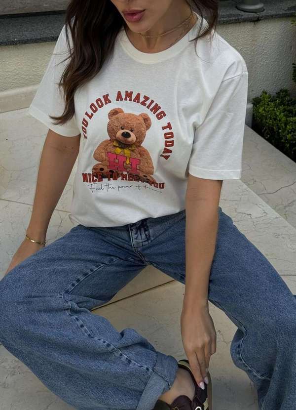 Cianitas - Camiseta Feminina Off Urso Amazing - Off 3