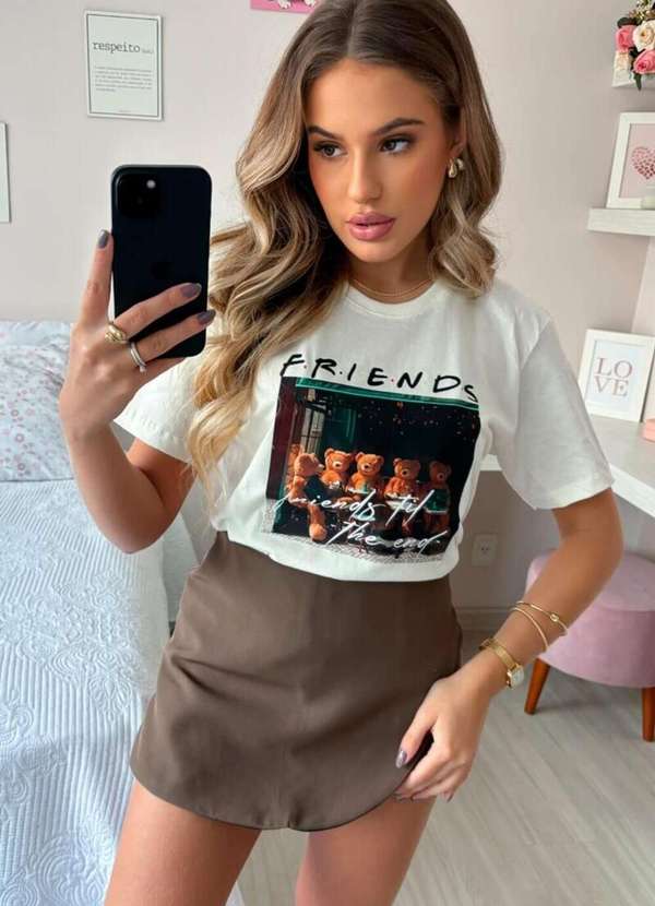 Cianitas - Camiseta Feminina Off Urso Friends - Off