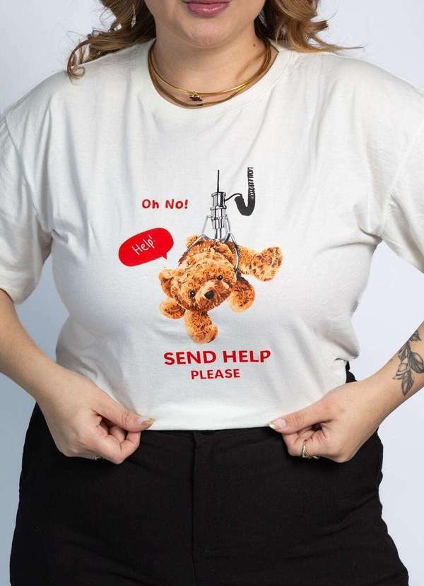 Cianitas - Camiseta Feminina Off Urso Help - Off 4