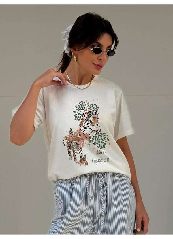 Cianitas - Camiseta Feminina Off White Leopard All Good - Off