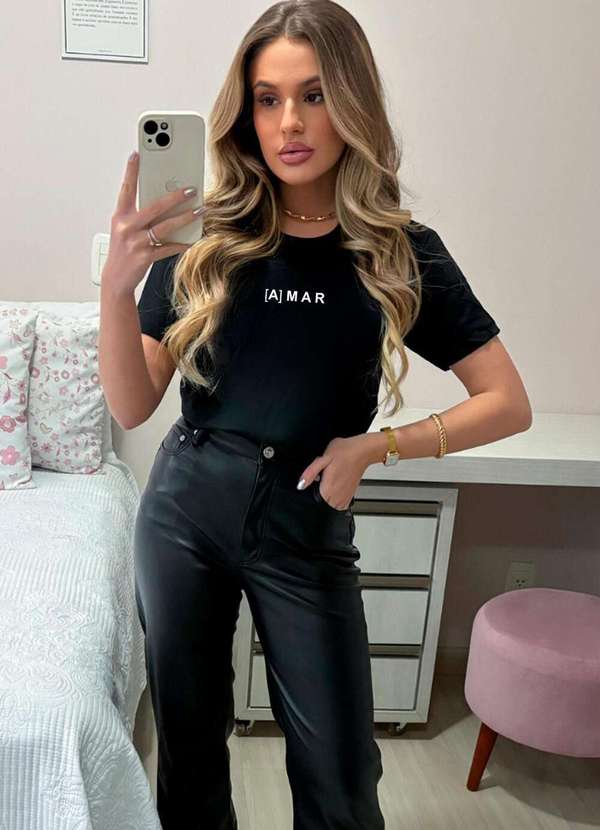 Cianitas - Camiseta Feminina Preta Amar - Preta 2