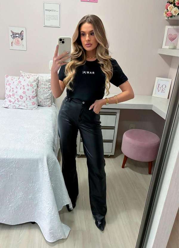 Cianitas - Camiseta Feminina Preta Amar - Preta 4