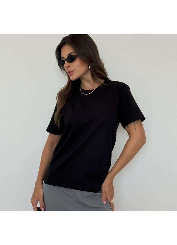 Cianitas - Camiseta Feminina Preta Lisa - Preta