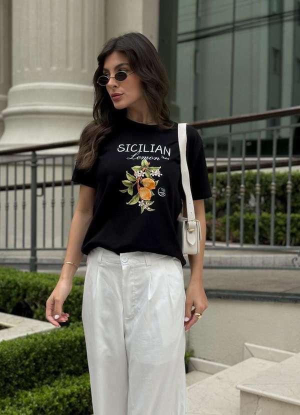 Cianitas - Camiseta Feminina Preta Sicilian Lemon - Preta 2