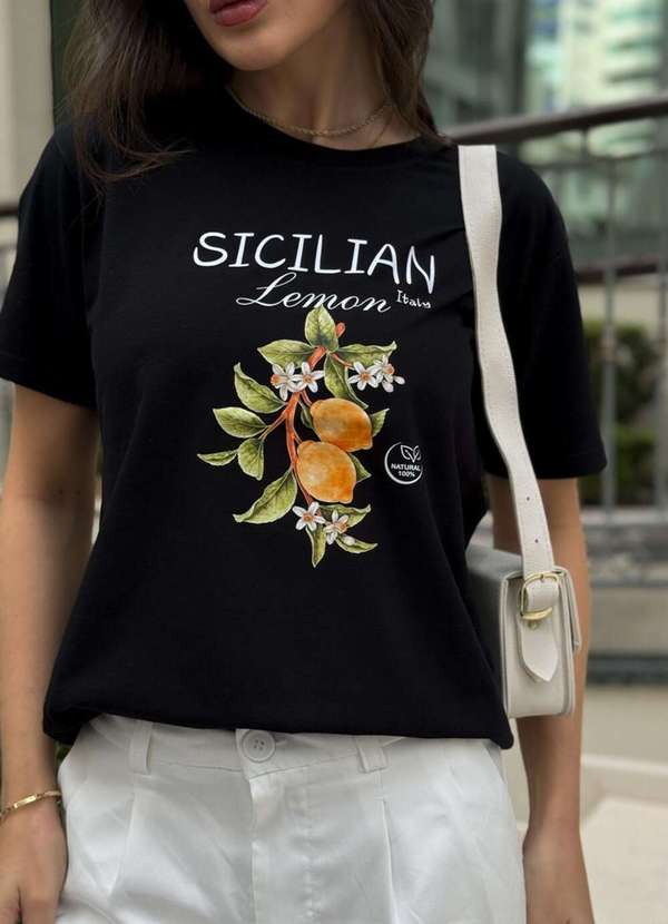 Cianitas - Camiseta Feminina Preta Sicilian Lemon - Preta 4