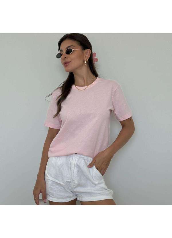 Cianitas - Camiseta Feminina Rosa Bebe Lisa - Rosa