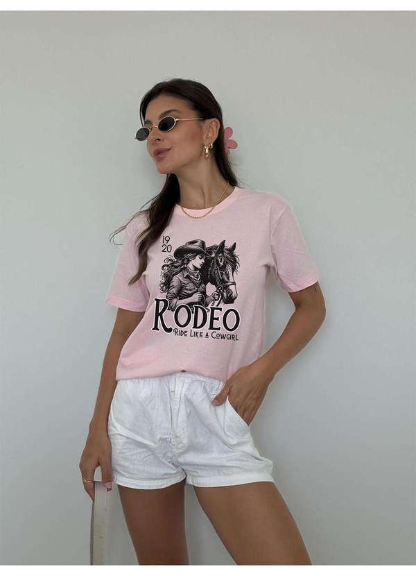 Cianitas - Camiseta Feminina Rosa Bebê Rodeo - Rosa Bebe