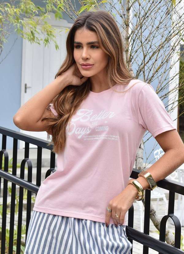 Cianitas - Camiseta Feminina Rosa Claro Better Days - Rosa 3