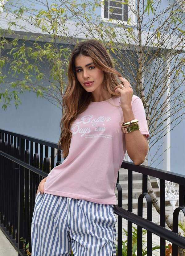 Cianitas - Camiseta Feminina Rosa Claro Better Days - Rosa 2