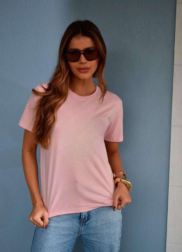 Cianitas - Camiseta Feminina Rosa Claro Lisa - Rosa 3