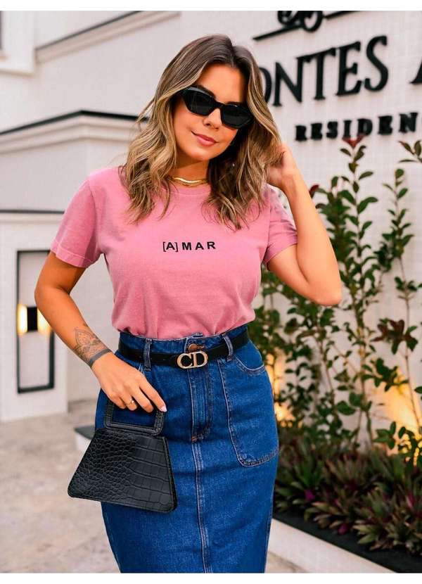 Cianitas - Camiseta Feminina Rosa Envelhecido Amar - Off 4