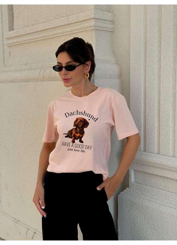 Cianitas - Camiseta Feminina Salmão Dachshund - Salmão 2