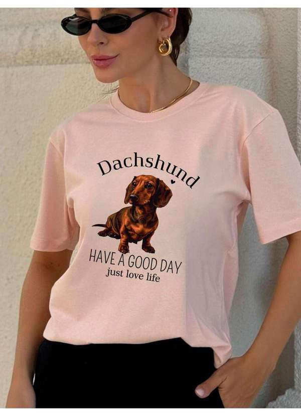 Cianitas - Camiseta Feminina Salmão Dachshund - Salmão 3