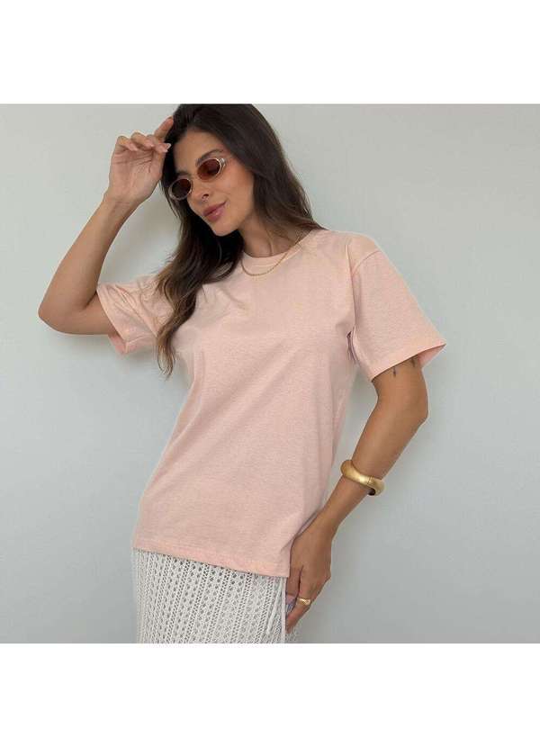 Cianitas - Camiseta Feminina Salmão Lisa - Rosa