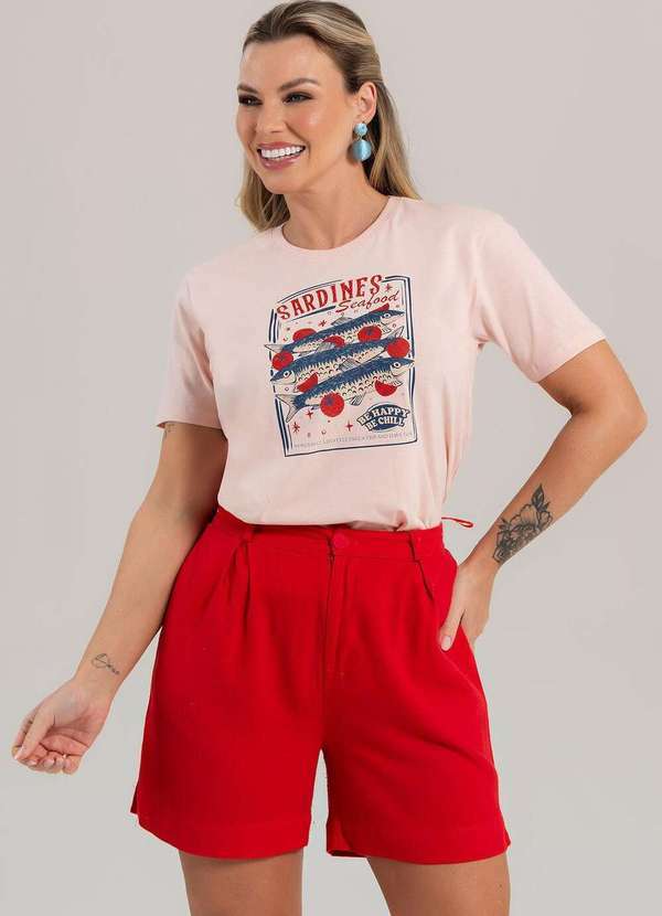 Cianitas - Camiseta Feminina Salmão Sardines Seafood - Salmão