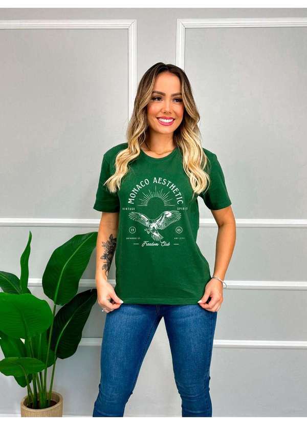 Cianitas - Camiseta Feminina Verde Escuro Águia Monaco - Verde