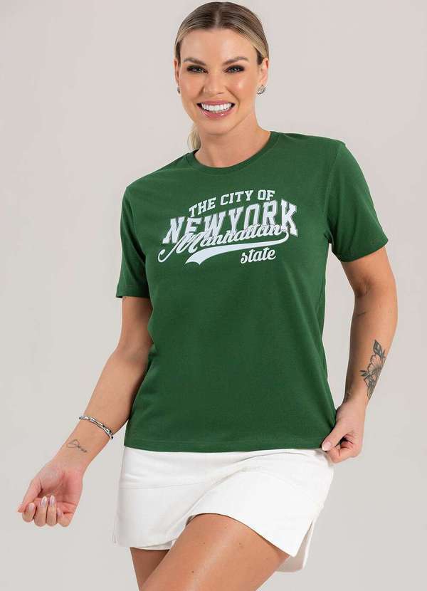 Cianitas - Camiseta Feminina Verde Escuro Manhattan - Verde