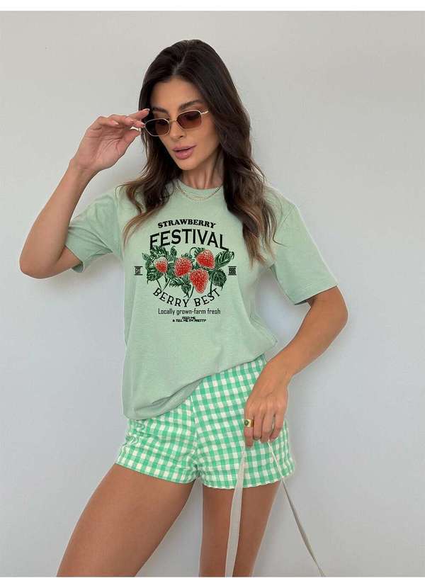 Cianitas - Camiseta Feminina Verde Folha Morango Best Berry - Verde 4