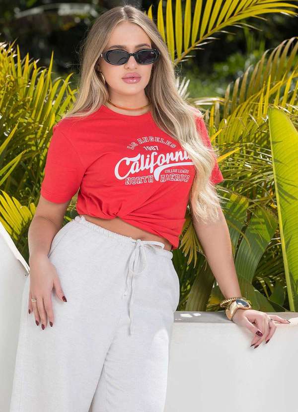 Cianitas - Camiseta Feminina Vermelha California 1987 Vermelha 1