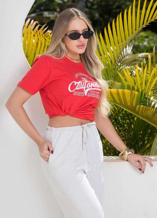 Cianitas - Camiseta Feminina Vermelha California 1987 Vermelha 4