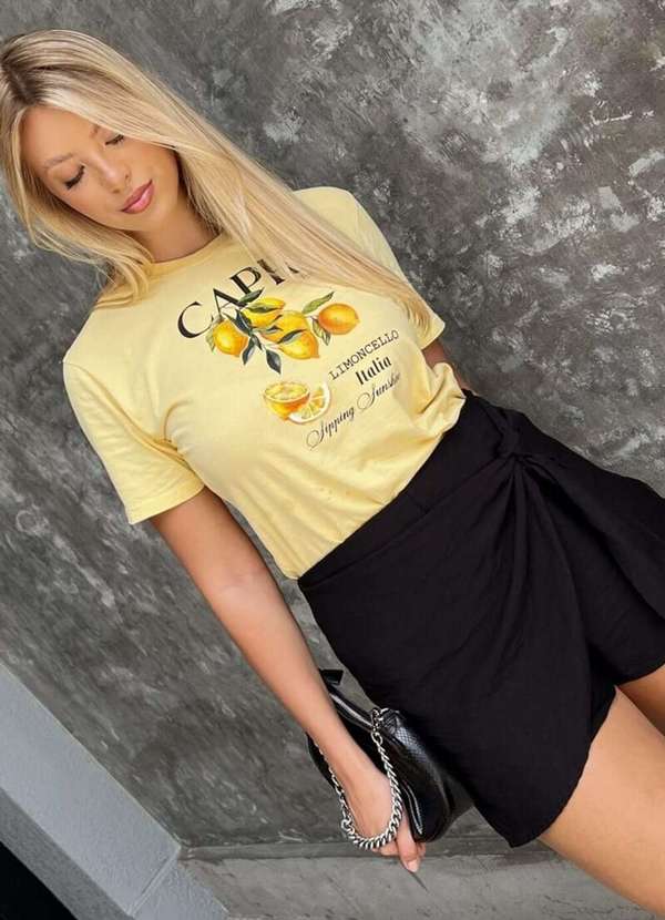 Cianitas - Camiseta Feminina Amarela Limão Capri - Amarelo