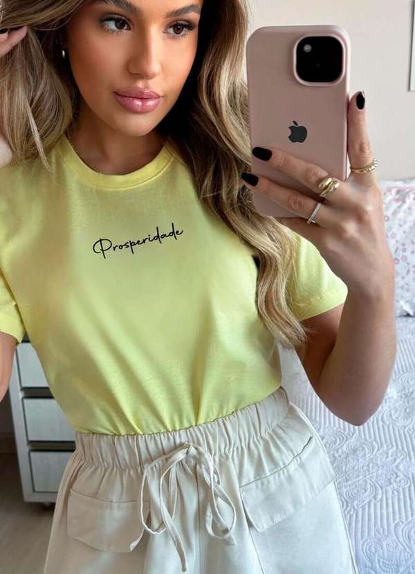 Cianitas - Camiseta Feminina Amarela Prosperidade - Amarelo 2