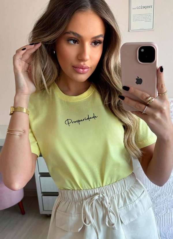 Cianitas - Camiseta Feminina Amarela Prosperidade - Amarelo 3