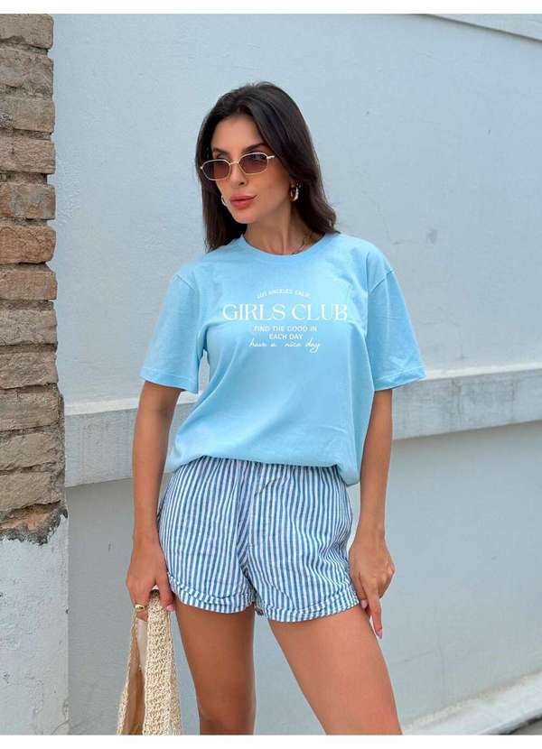 Cianitas - Camiseta Feminina Azul Bebê Girls Club - Azul
