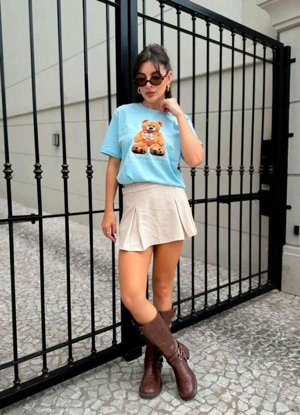 Cianitas - Camiseta Feminina Azul Bebe Urso Your Dreams - Azul 3