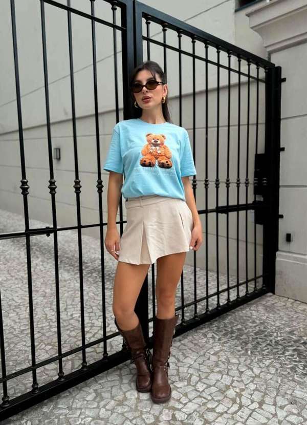 Cianitas - Camiseta Feminina Azul Bebe Urso Your Dreams - Azul 4