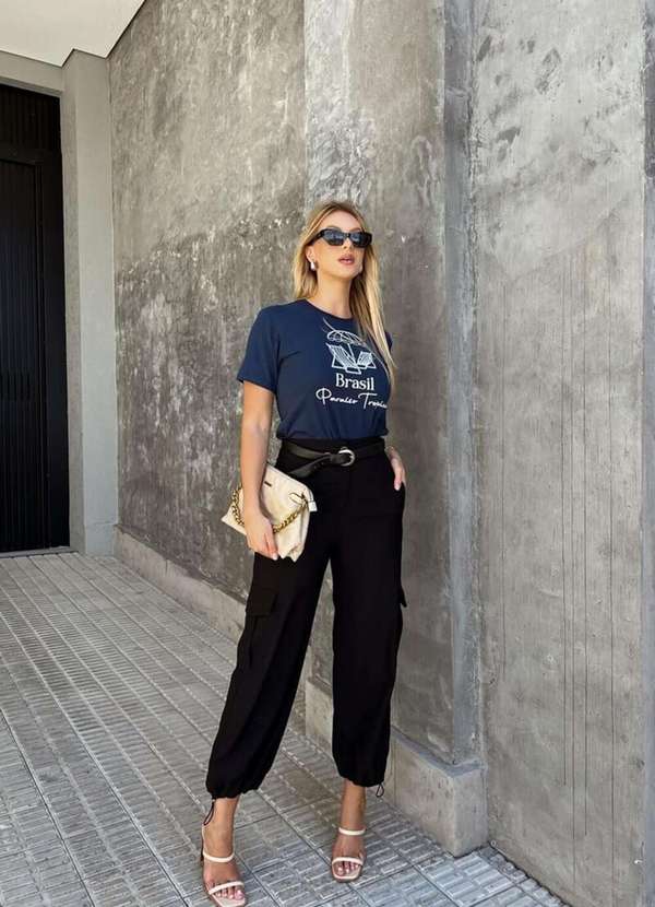 Cianitas - Camiseta Feminina Azul Marinho Brasil - Azul 3