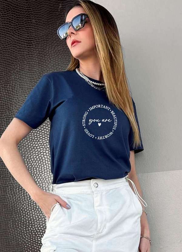 Cianitas - Camiseta Feminina Azul Marinho You Are - Azul