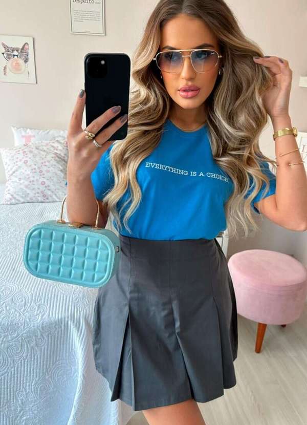 Cianitas - Camiseta Feminina Azul Royal Everything Is a Choice - Azul 2