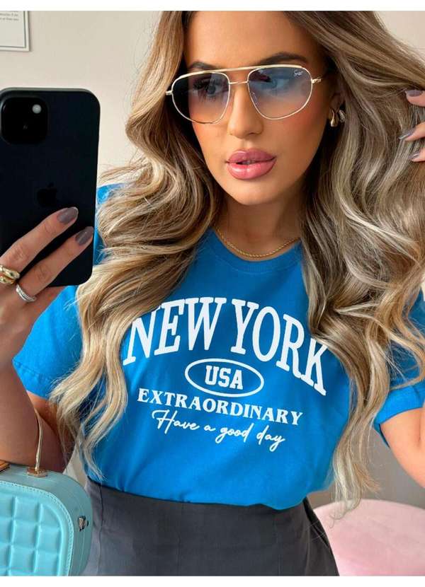 Cianitas - Camiseta Feminina Azul Royal New York Extraordinary - Azul 3