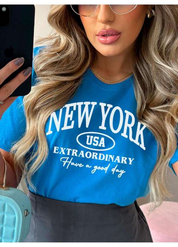 Cianitas - Camiseta Feminina Azul Royal New York Extraordinary - Azul 4
