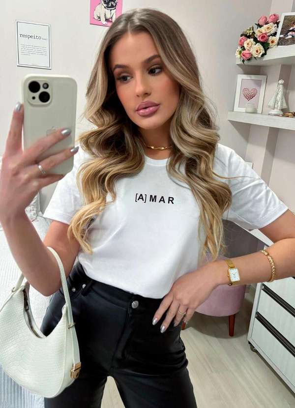 Cianitas - Camiseta Feminina Branca Amar - Branca